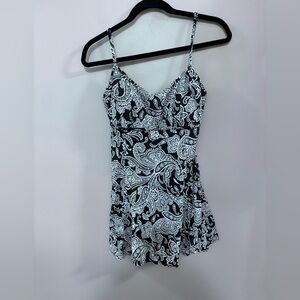 Beach House Black and White Paisley One Piece Swim-dress. Size 10